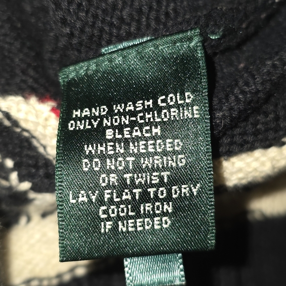 Lauren Ralph Lauren Petite PS Black Red Aztec Geometric Cotton Tunic Sweater - Picture 11 of 12